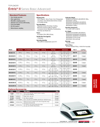 Thumbnail of document Data Sheet - Entris II Series Basic Advanced, Sartorius Toploader Balance